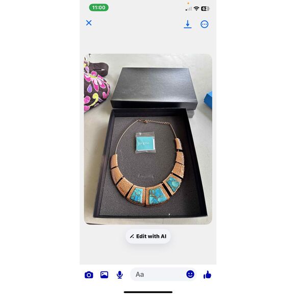 Jay King Mine Finds Hammered Copper & Turquoise Statement Bib Necklace NIB - Picture 1 of 4